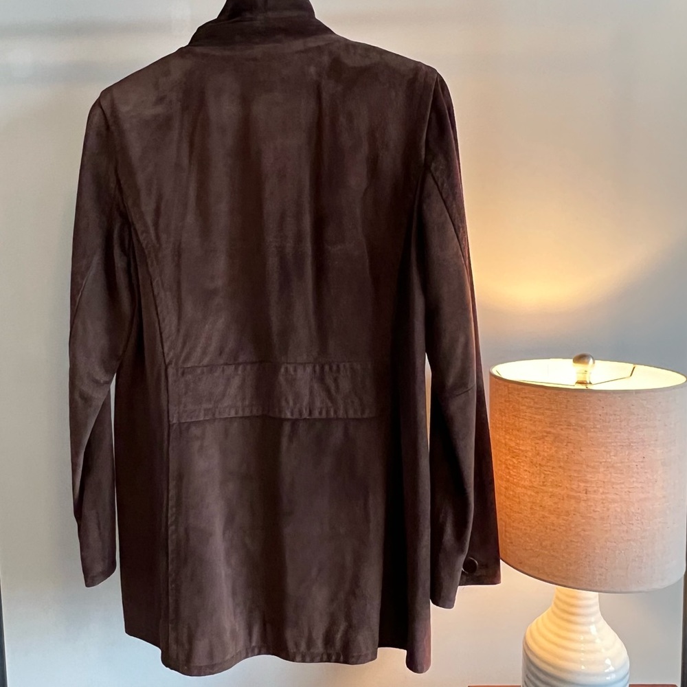 Vintage COACH Brown Leather Suede Button up Jacket Coat - Picture 8 of 10